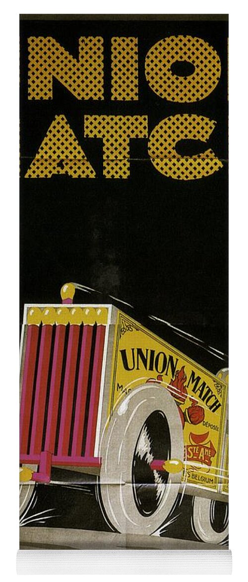 Vintage Yoga Mat featuring the mixed media Union Match - Match Box Car - Vintage Advertising Poster by Studio Grafiikka