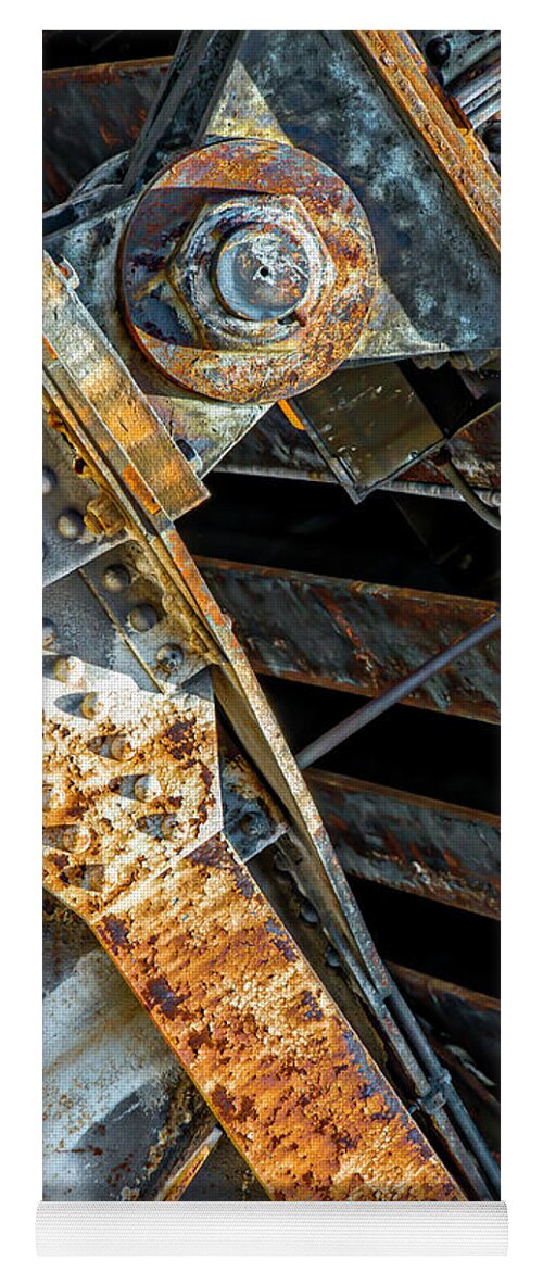 #chicago #architecture #downtown #abstract #design #art #photography #design #abstractarchitecturalphotography #train #bridge #metra Yoga Mat featuring the photograph Union Pacific North Metra train bridge DSC_9832 by Raymond Kunst