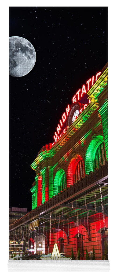 Moon Yoga Mat featuring the photograph Union Station Nights by Darren White