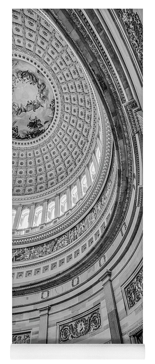 Washington D.c. Yoga Mat featuring the photograph Unites States Capitol Rotunda BW by Susan Candelario