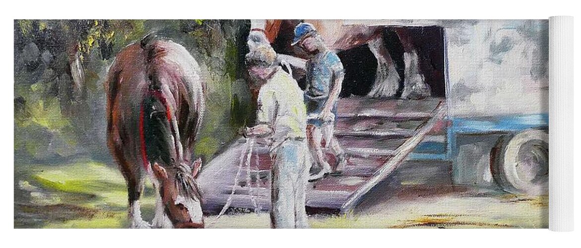 Clydesdales Yoga Mat featuring the painting Unloading the Clydesdales by Ryn Shell