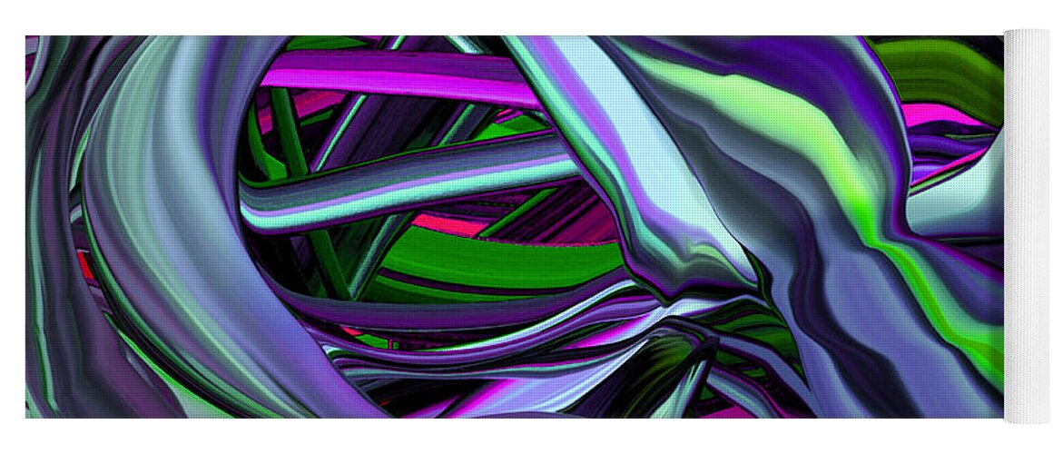 Original Modern Art Abstract Contemporary Vivid Colors Yoga Mat featuring the digital art Unraveling Pods by Phillip Mossbarger