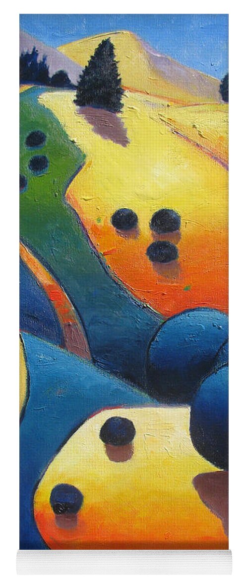 California Hills Yoga Mat featuring the painting Uphill Climb Revisited. by Gary Coleman