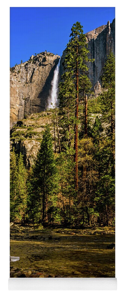 California Yoga Mat featuring the photograph Upper Yosemite Falls from Yosemite Creek by John Hight