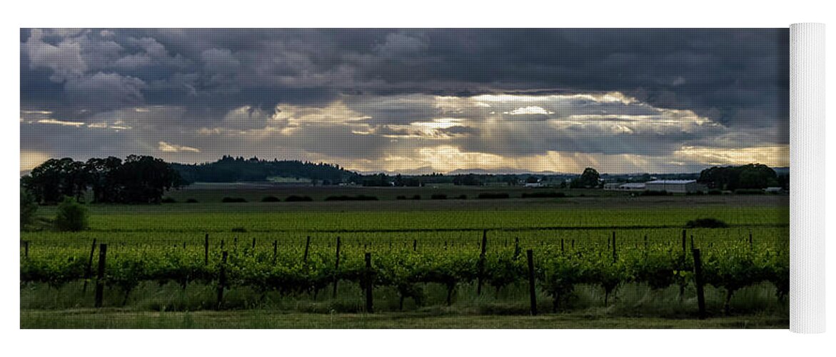 Clouds Yoga Mat featuring the photograph Valley Vineyards by Steven Clark