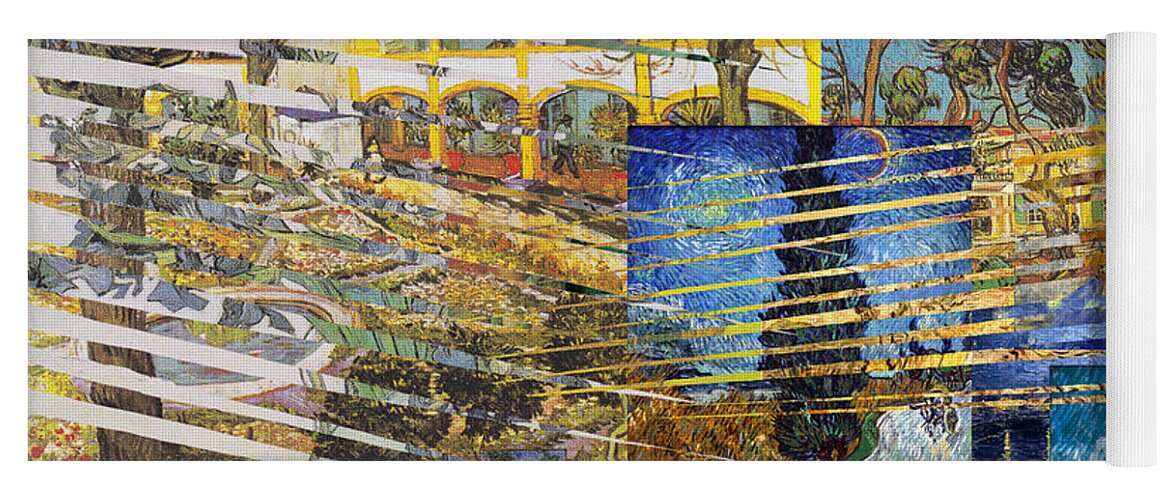 Abstract In The Living Room Yoga Mat featuring the digital art Van Gogh Mural Il by David Bridburg