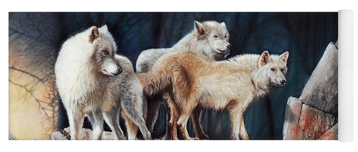 Wolf Yoga Mat featuring the pastel Vanguard by Peter Williams