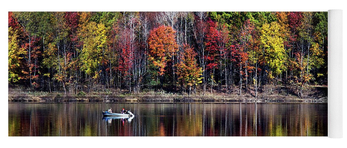 Fall Yoga Mat featuring the photograph Vanishing Autumn Reflection Landscape by Christina Rollo