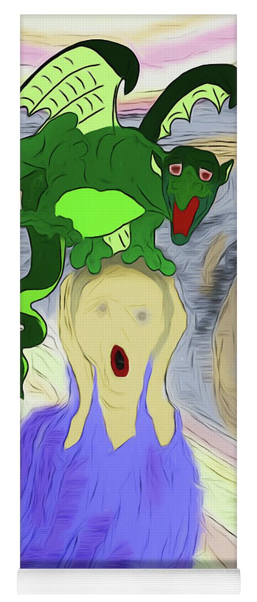 Munch Yoga Mat featuring the digital art Variations on The Scream or Photobombed by Puff by John Haldane