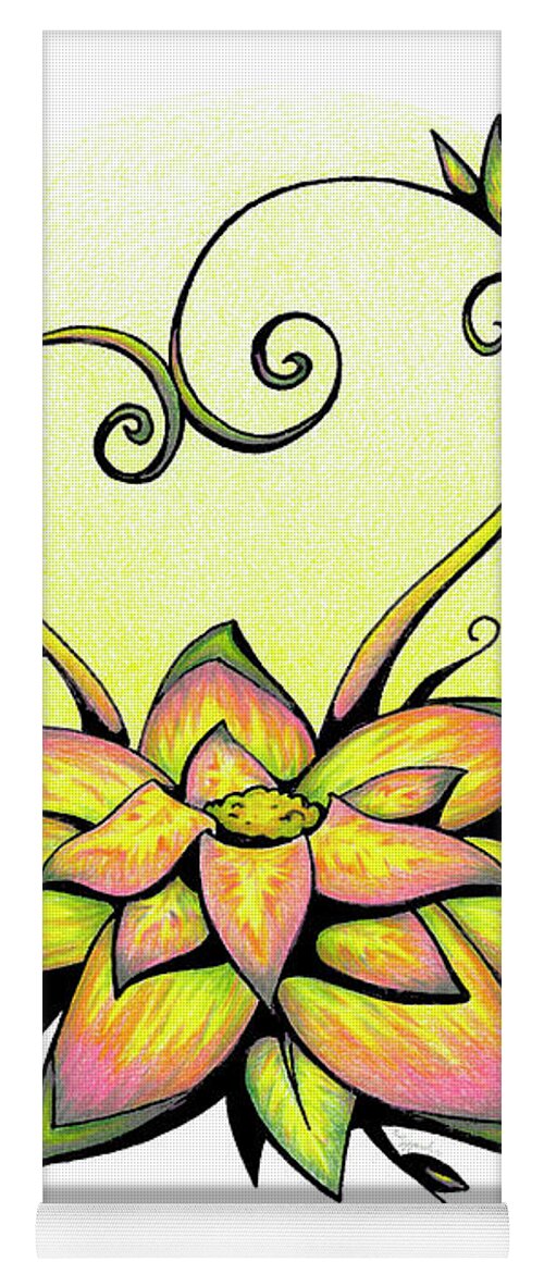 Flower Yoga Mat featuring the drawing Vibrant Flower 8 by Sipporah Art and Illustration