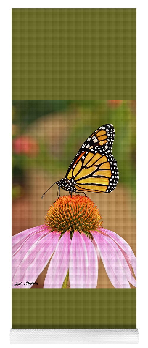 Animal Yoga Mat featuring the photograph Monarch Butterfly on a Purple Coneflower by Jeff Goulden