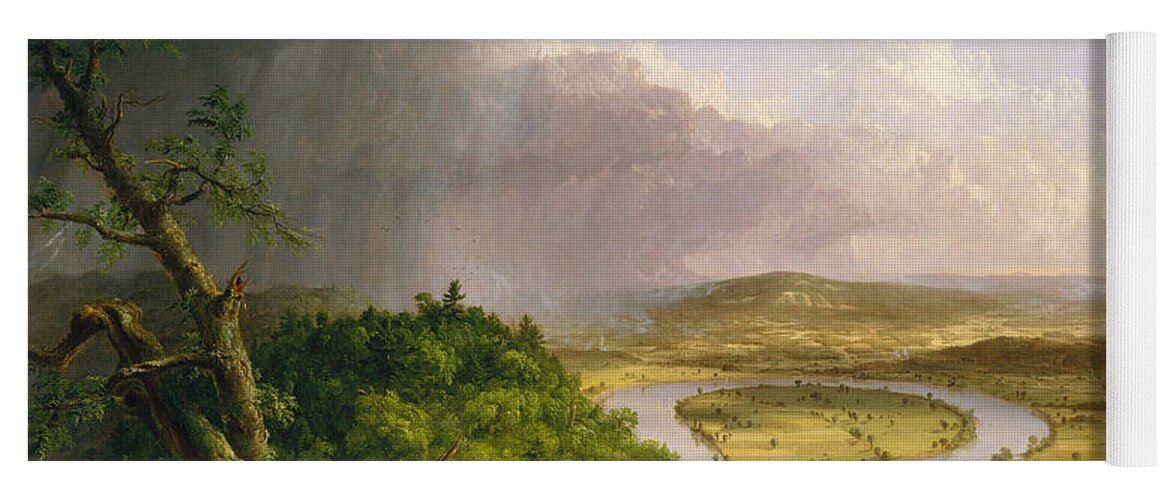 View From Mount Holyoke Yoga Mat featuring the painting View from Mount Holyoke, Northampton, Massachusetts, after a Thunderstorm The Oxbow, 1836 by Thomas Cole