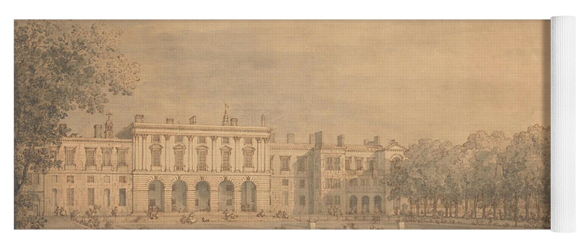 18th Century Art Yoga Mat featuring the drawing View of Old Somerset House from the Thames by Canaletto