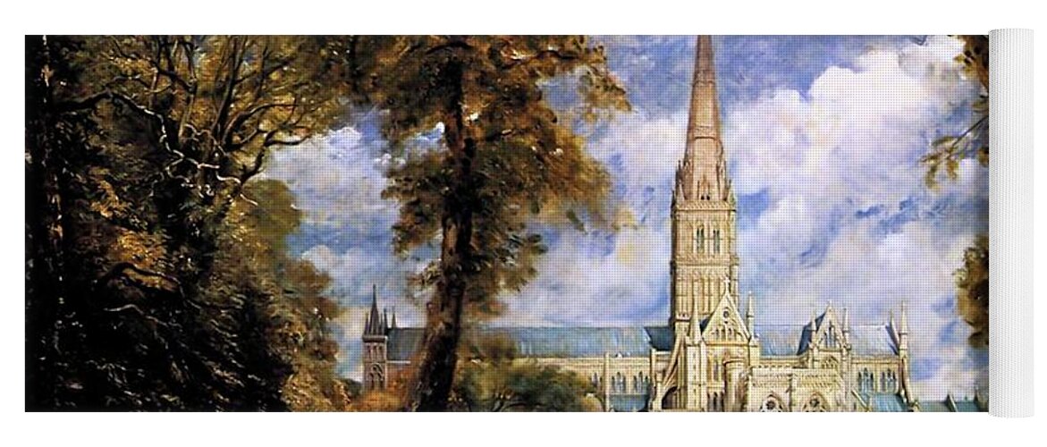 View Of Salisbury Cathdral Yoga Mat featuring the painting View of Salisbury Cathdral by John Constable