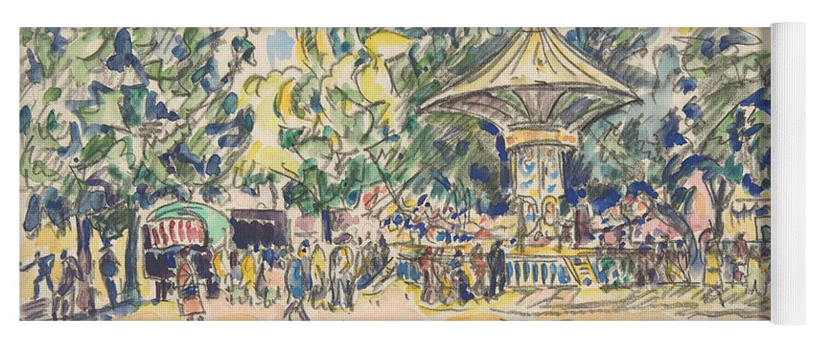 19th Century Art Yoga Mat featuring the drawing Village Festival by Paul Signac