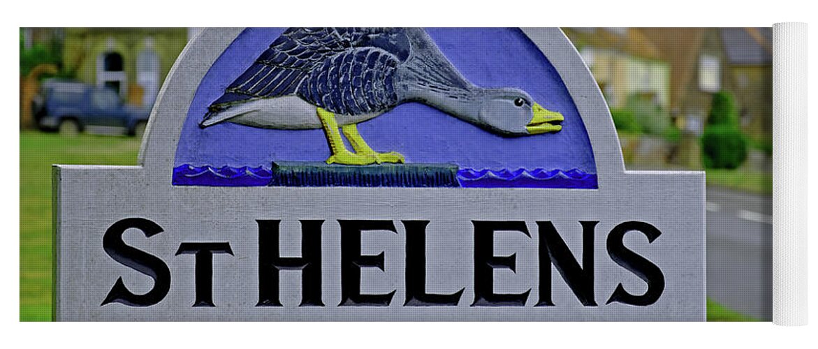Europe Yoga Mat featuring the photograph Village Sign, St Helens by Rod Johnson