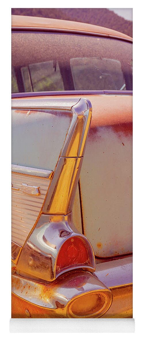 Fin Yoga Mat featuring the photograph Vintage Chevy Bel Air In The Desert by Edward Fielding