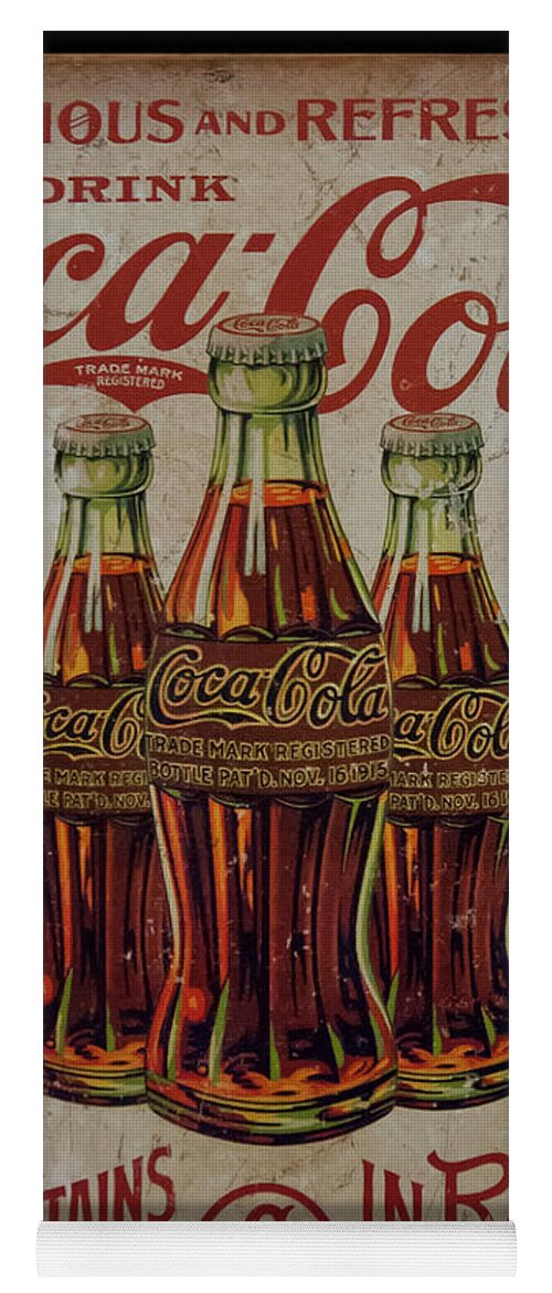 Cocacola Yoga Mat featuring the photograph vintage Coca Cola sign by Flees Photos
