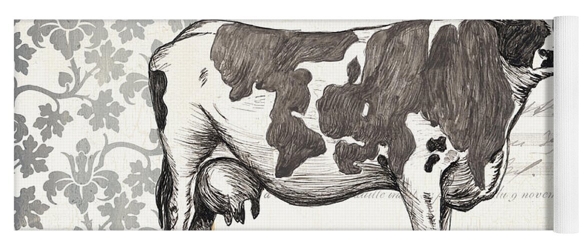 Cow Yoga Mat featuring the painting Vintage Farm 4 by Debbie DeWitt