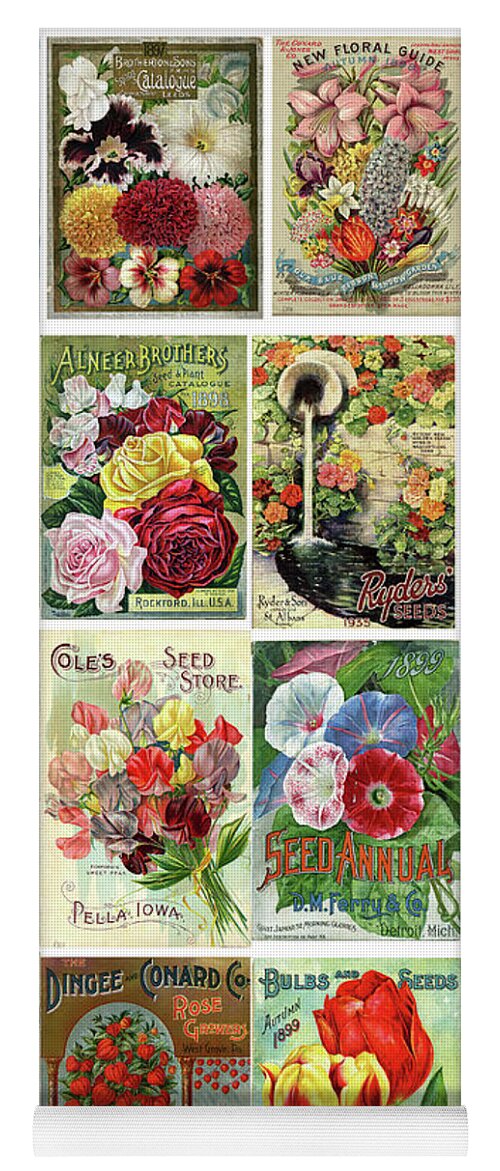 Vintage Flower Seed Packets 1 Yoga Mat by Peggy Collins - Fine Art America