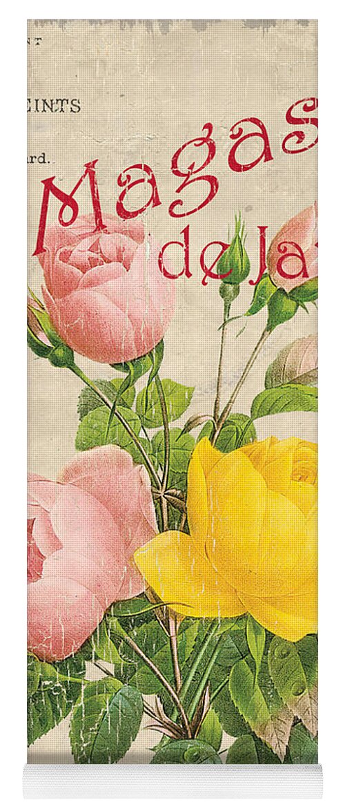 Floral Yoga Mat featuring the painting Vintage French Flower Shop 3 by Debbie DeWitt