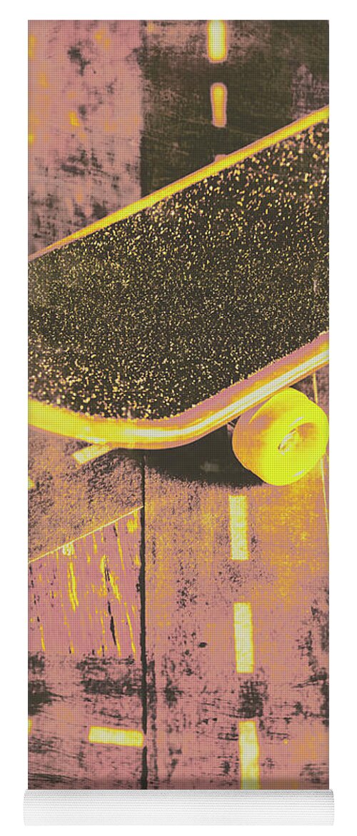 Skate Yoga Mat featuring the photograph Vintage skateboard ruling the road by Jorgo Photography