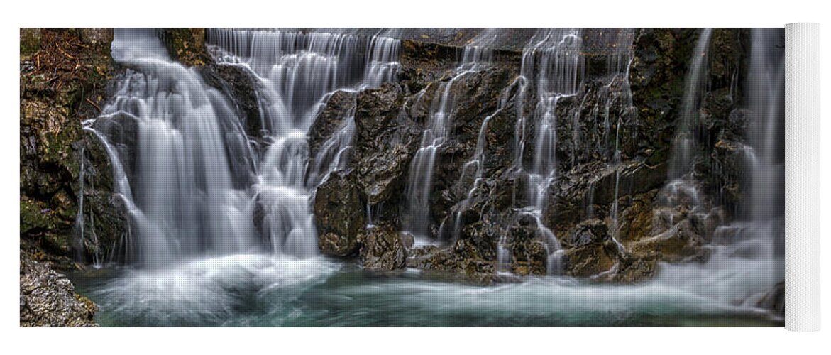 Slovenia Yoga Mat featuring the photograph Vintgar Gorge Waterfall - Slovenia by Stuart Litoff