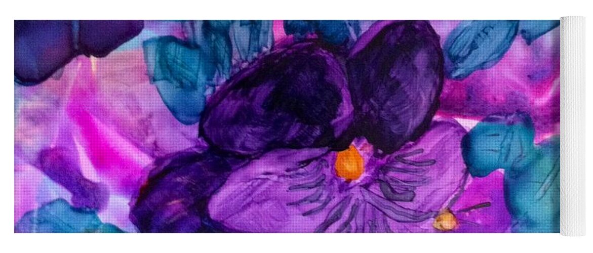 Flower Yoga Mat featuring the painting Violet Fantasy by Eunice Warfel