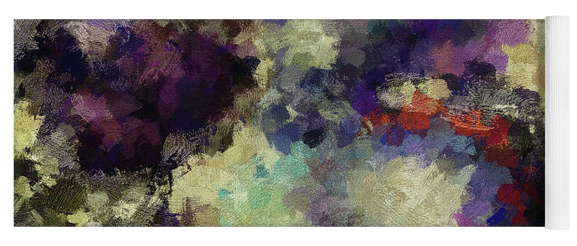 Abstract Yoga Mat featuring the painting Violet Landscape Painting by Inspirowl Design