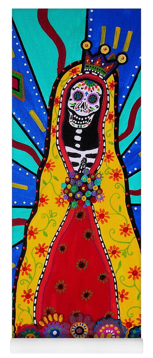 Virgen Yoga Mat featuring the painting Virgen Guadalupe Dia De Los Muertos by Pristine Cartera Turkus