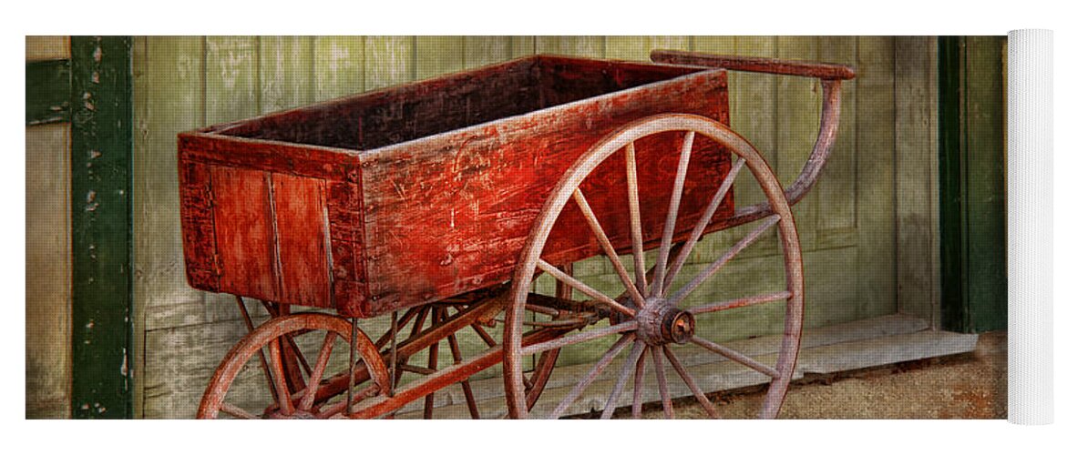 Country Yoga Mat featuring the photograph Wagon - That old red wagon by Mike Savad