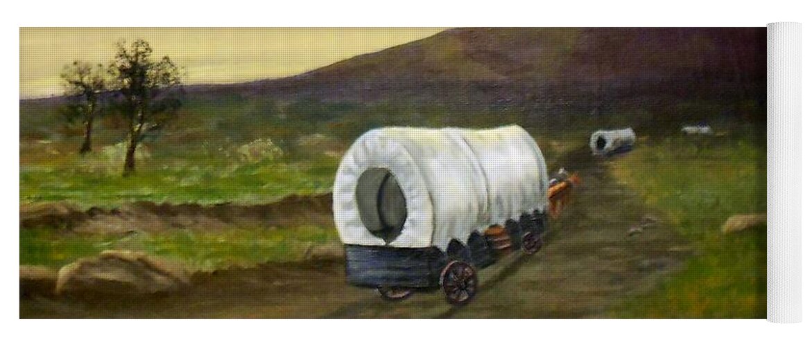 Wagon Yoga Mat featuring the painting Wagons West by Sheri Keith