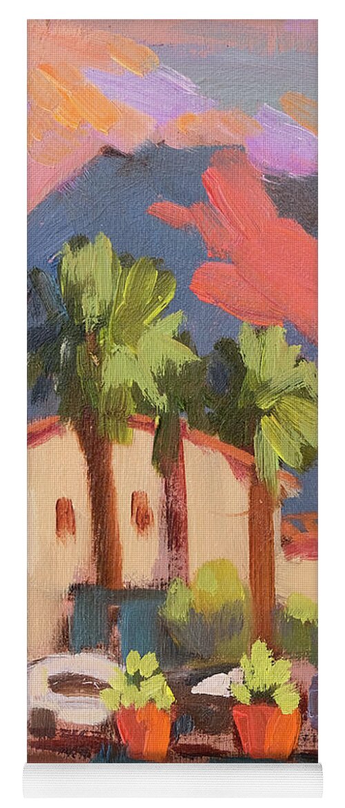 Old Town Yoga Mat featuring the painting Walking Area in Old Town La Quinta by Diane McClary