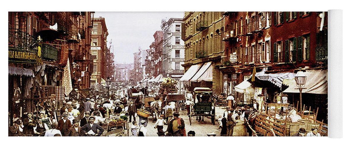 Wall Street 1900 Yoga Mat featuring the photograph Wall street 1900 by Imagery-at- Work