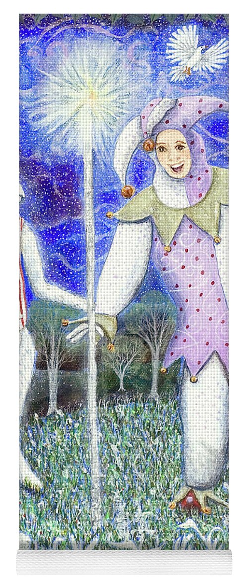 Lise Winne Yoga Mat featuring the painting Wand with Magician and Jester by Lise Winne