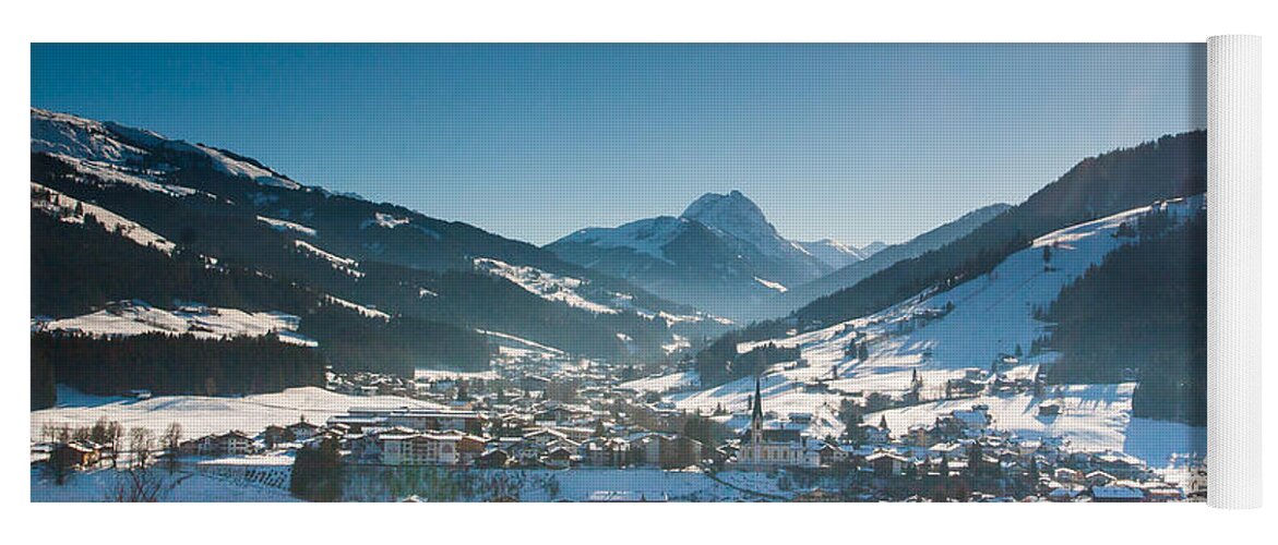 Austria Yoga Mat featuring the photograph Warm winter day in Kirchberg town of Austria by John Wadleigh