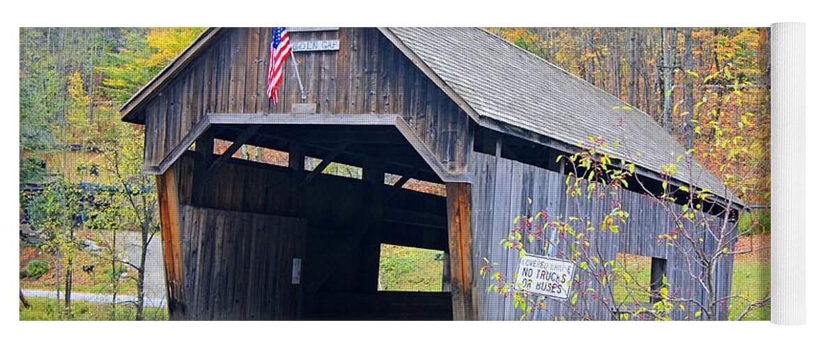 Covered Bridge Yoga Mat featuring the photograph Warren Covered Bridge in Vermont by David Birchall
