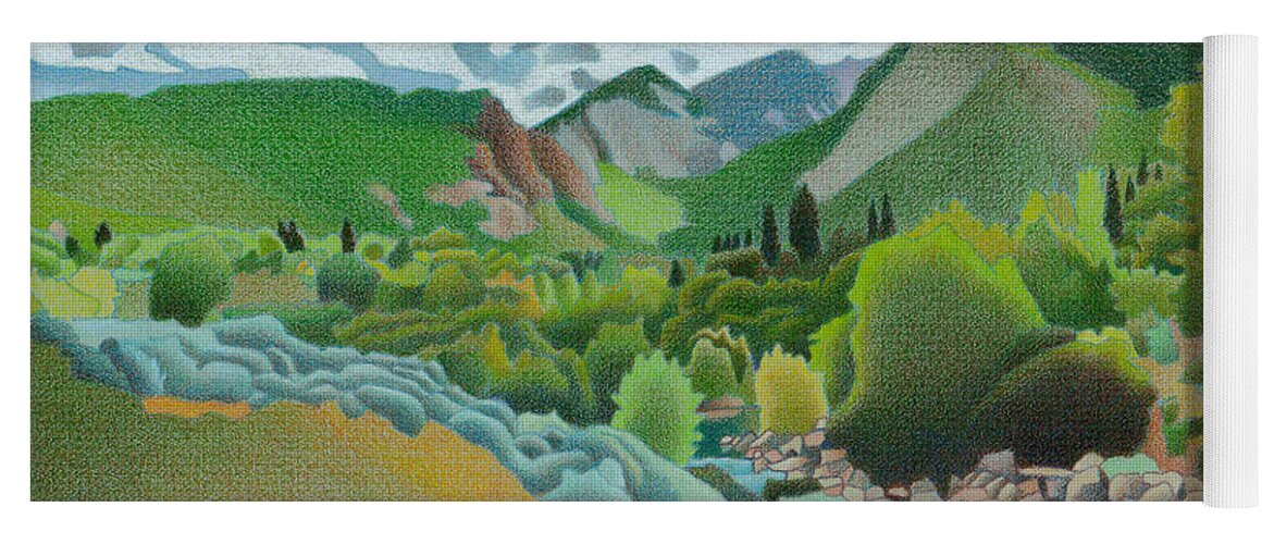 Wasatch Yoga Mat featuring the drawing Wasatch Mountains by Dan Miller