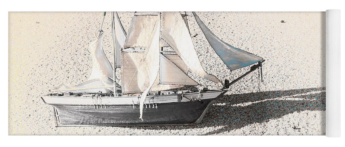 Beach Yoga Mat featuring the photograph Washed up wooden boat by Jorgo Photography