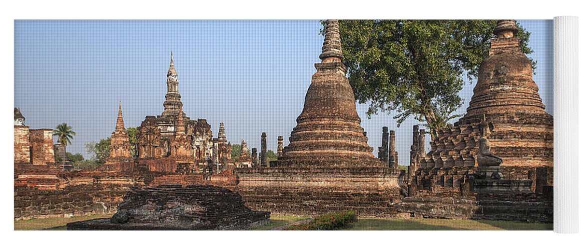 Temple Yoga Mat featuring the photograph Wat Mahathat Chedi DTHST0014 by Gerry Gantt
