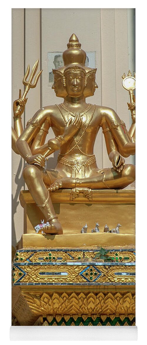 Temple Yoga Mat featuring the photograph Wat Phrom Chariyawat Phra Ubosot Brahma Image DTHNS0121 by Gerry Gantt