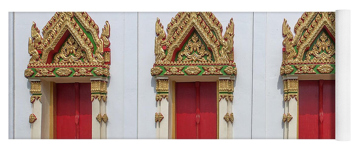 Temple Yoga Mat featuring the photograph Wat Pradoem Phra Ubosot Windows DTHCP0086 by Gerry Gantt