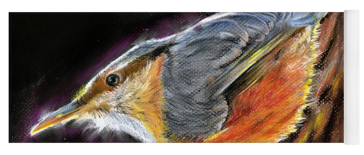 Nuthatch Yoga Mat featuring the painting Watching for Spring by Melissa Herrin