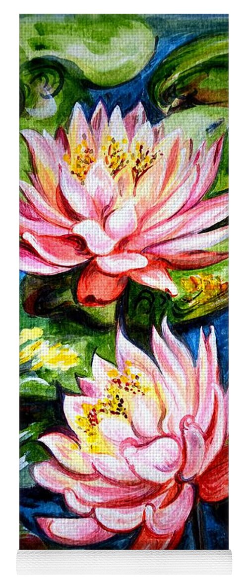 Water Lilies Yoga Mat featuring the painting Water Lilies by Harsh Malik