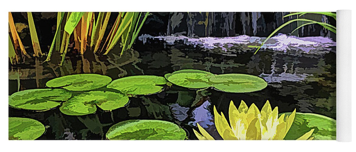Water Lily Yoga Mat featuring the digital art Water Lily by Walter Colvin