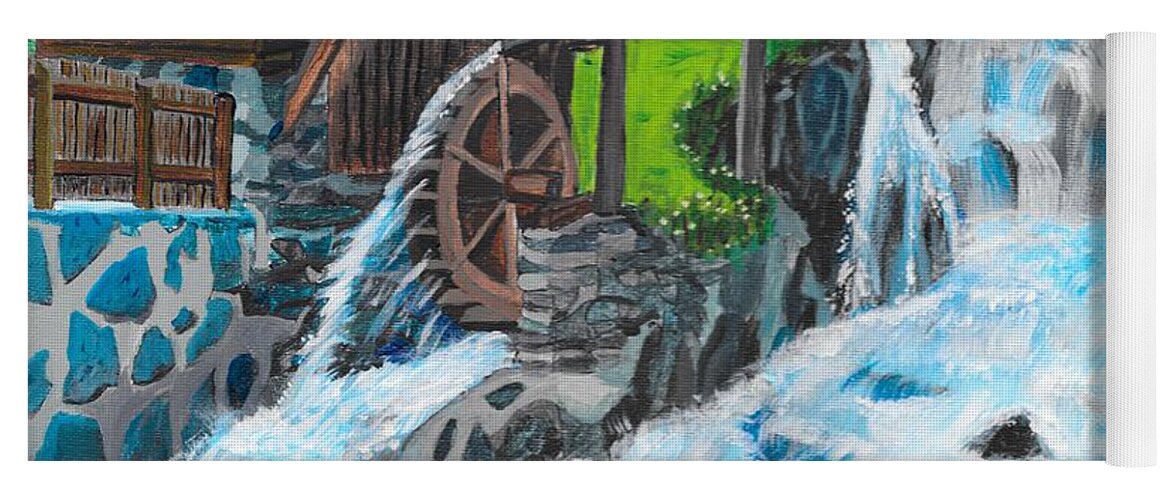Water Wheel Yoga Mat featuring the painting Water Wheel by David Bigelow