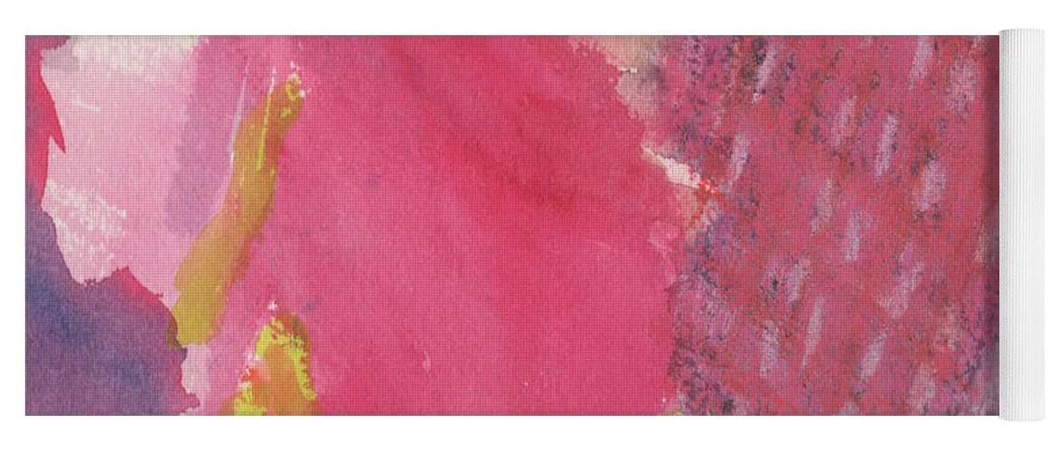 Watercolor Yoga Mat featuring the painting Watercolor Abstract - Pomegranate by Marcy Brennan