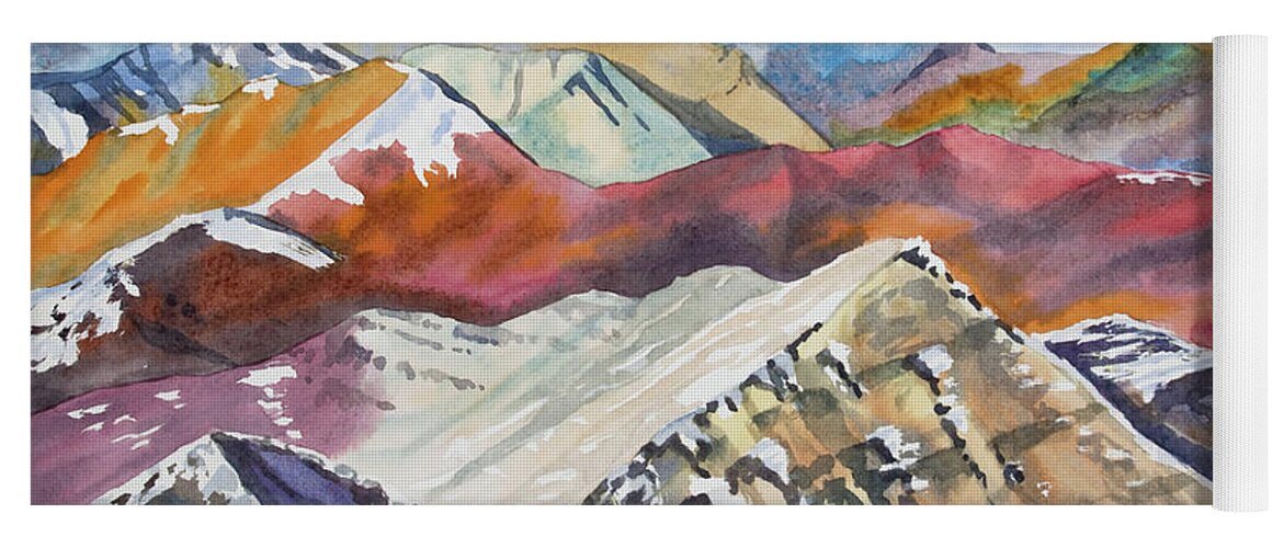 Elk Range Yoga Mat featuring the painting Watercolor - Colorado Elk Range View by Cascade Colors