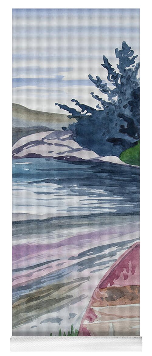 Art Yoga Mat featuring the painting Watercolor - New Zealand Harbor by Cascade Colors