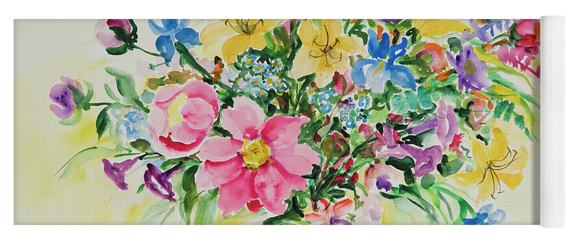 Flowers Yoga Mat featuring the painting Watercolor Series 175 by Ingrid Dohm
